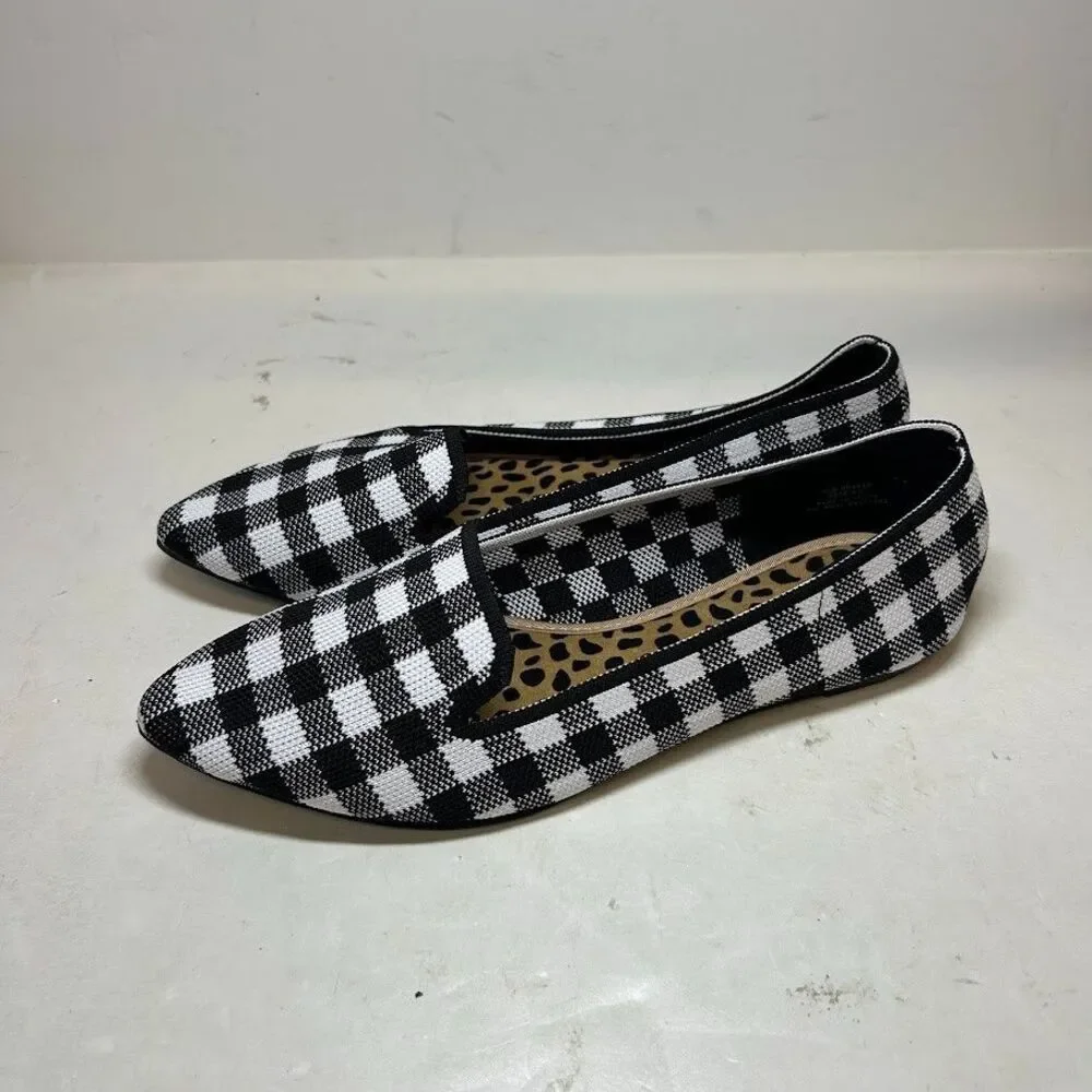 Journee Collection Womens 8.5 M Black Plaid Vickie Slip On Ballet Flats NIB RI6
